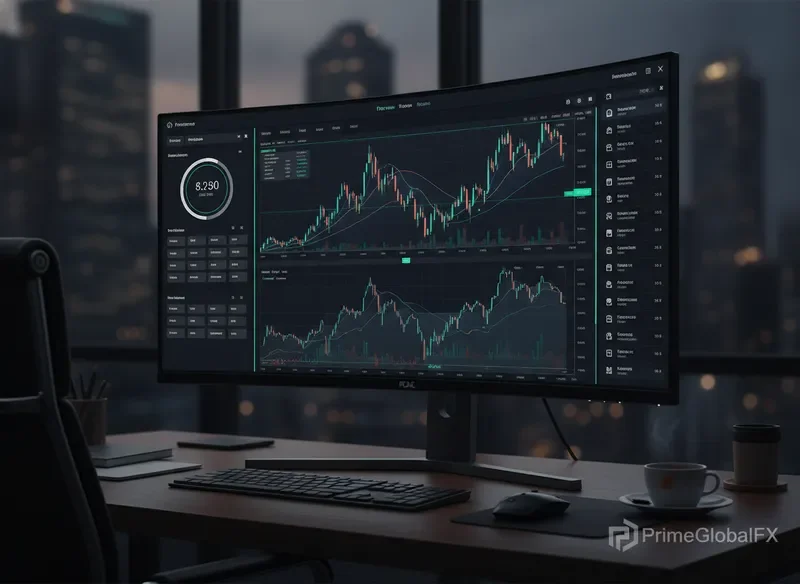 PrimeGlobalFX professional trading platform dashboard with real-time charts and watchlist